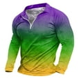 thumbnail image 4 of Bainana Carnival Shirt For Men Full Print Long Sleeve Lapel Collar Tops Comfortable Soft Men's Mardi Gras Festival Half Zip Clothes Yellow Size Xxxl, 4 of 4