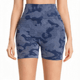 thumbnail image 6 of Seamless Camo Scrunch Workout Biker Shorts for Women Tummy Control High Waisted Athletic Gym Running Yoga Short,Dark Blue XL, 6 of 6
