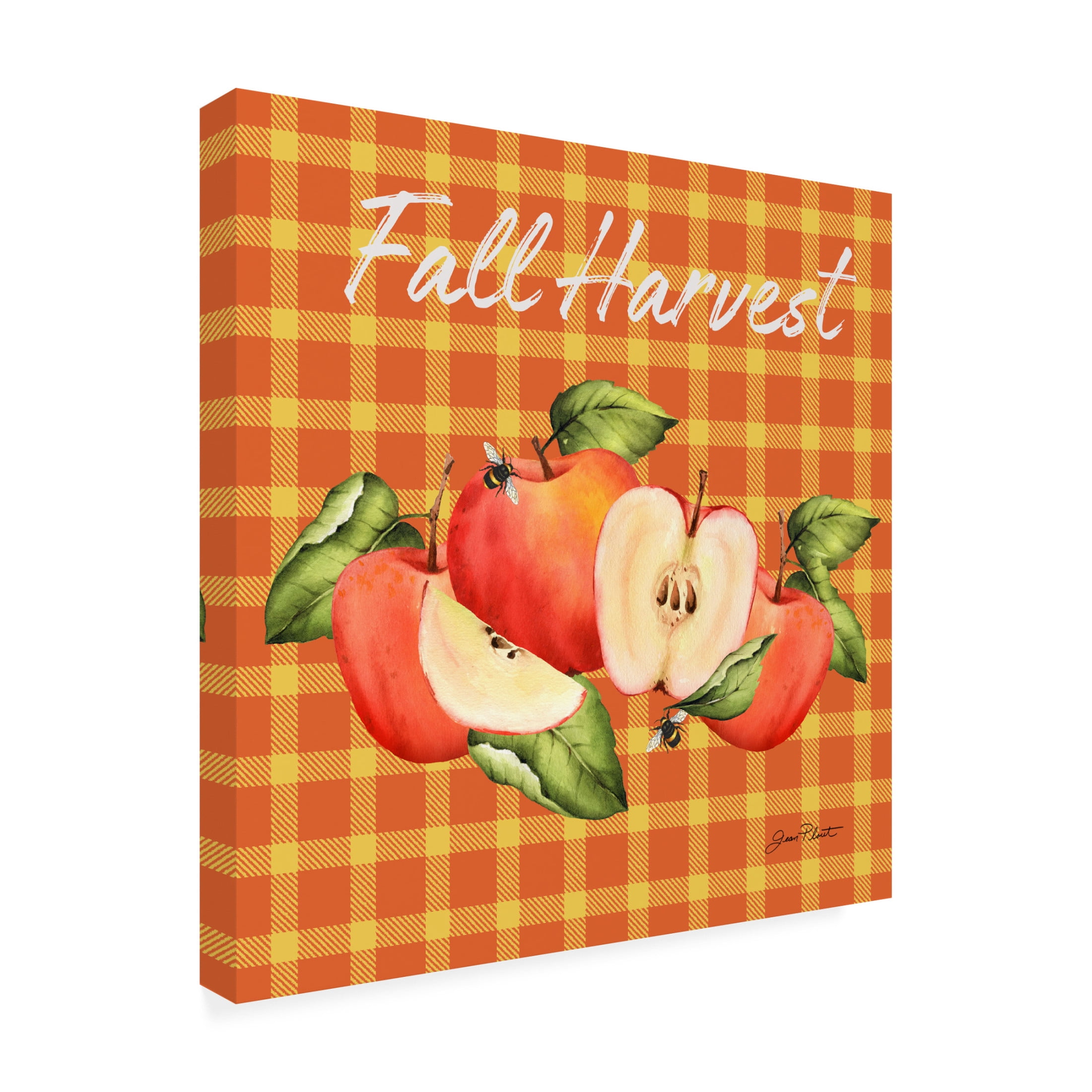Canvas Wall Art - Jean Plout 'Fall Plaid Celebration B' Wall Art for Living Room, Bedroom, or Office Décor by Trademark Fine Art - 14 x 14 Inches