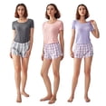 thumbnail image 4 of Women Solid Color Round Neck Short Sleeve  Pajama Shirt Top and Shorts Sleepwear Pjs Sets, 4 of 8