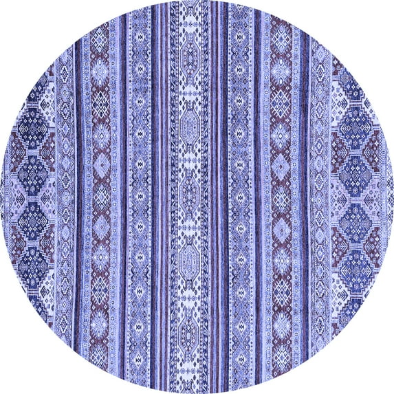Ahgly Company Indoor Round Abstract Blue Modern Area Rugs, 8' Round