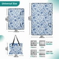 thumbnail image 2 of Extra Large Picnic Beach Blanket Waterproof Sand Proof Portable Outdoor Mat Blue and White Porcelain Floral 60x80, 2 of 9