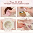thumbnail image 3 of Robud Wooden Laundry Playset for Toddlers - Pretend Washing Machine, Dryer, Ironing Board & Accessories - Fine Motor Skills Toy for Kids Ages 3+, Pink, 3 of 13