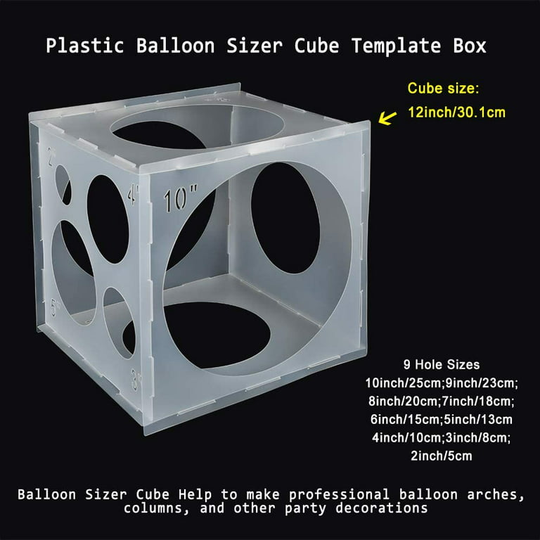 Holiday Clearance 9 Sizes Collapsible Plastic Balloon Sizer Cube Box for Balloon Decorations, Balloon Arches, Balloon Columns (2-10 inch)