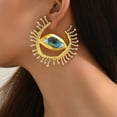 thumbnail image 6 of Irregular Circular Ear Drop Asymmetrical Alien Pupil Earwear Exaggerate Blue Eye Metal Earring Retro Ear Adorment, 6 of 9