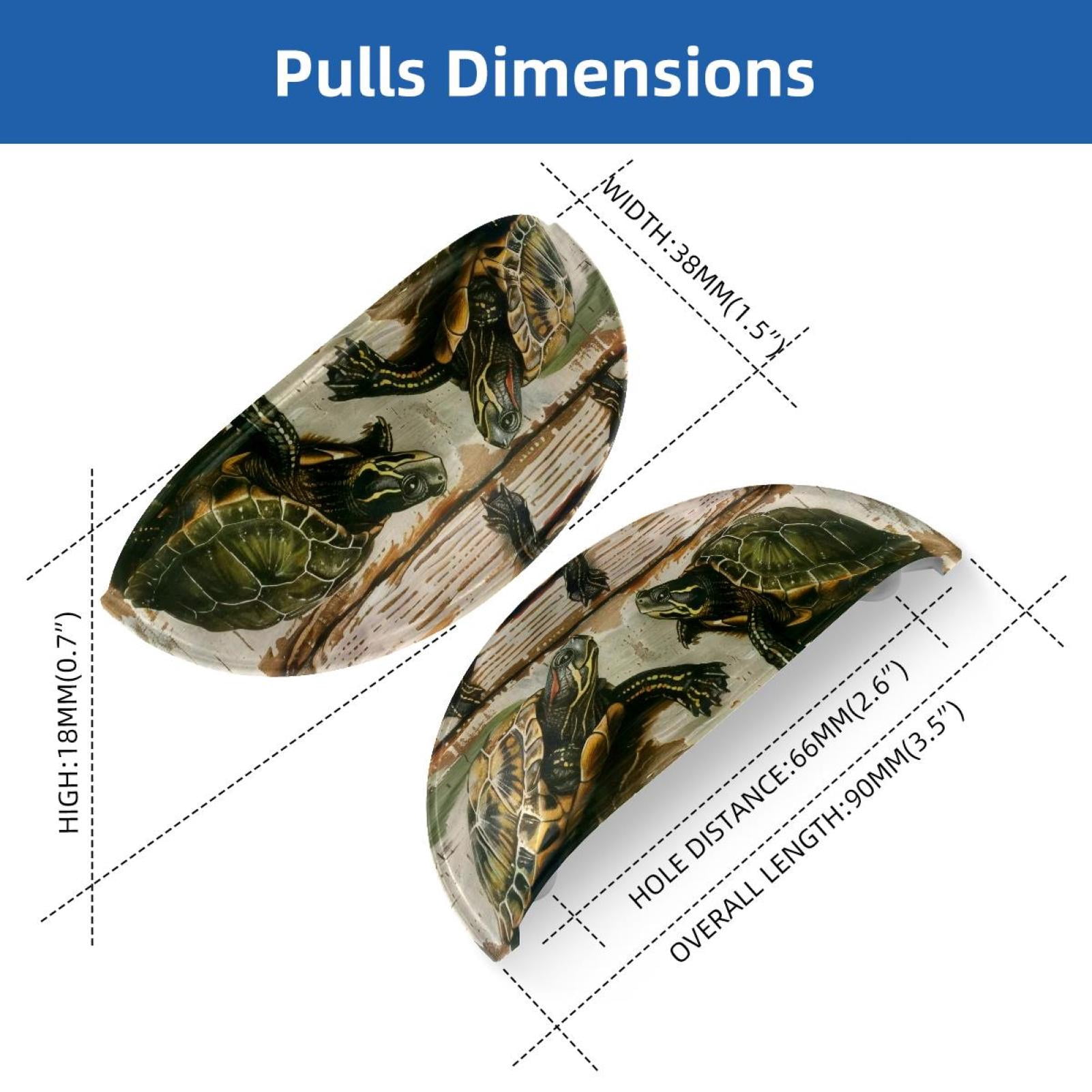 PhooArto 6 Pcs Cup Drawer Pulls, Turtles on Wood Shell Shape Handles Cabinet Knobs for Dresser Cupboard Closet Wardrobe with Screws