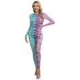 thumbnail image 1 of Oyolan Women's Fish Scale Print Jumpsuit Catsuit Long Sleeve One Piece Skinny Rompers Type D XL, 1 of 7