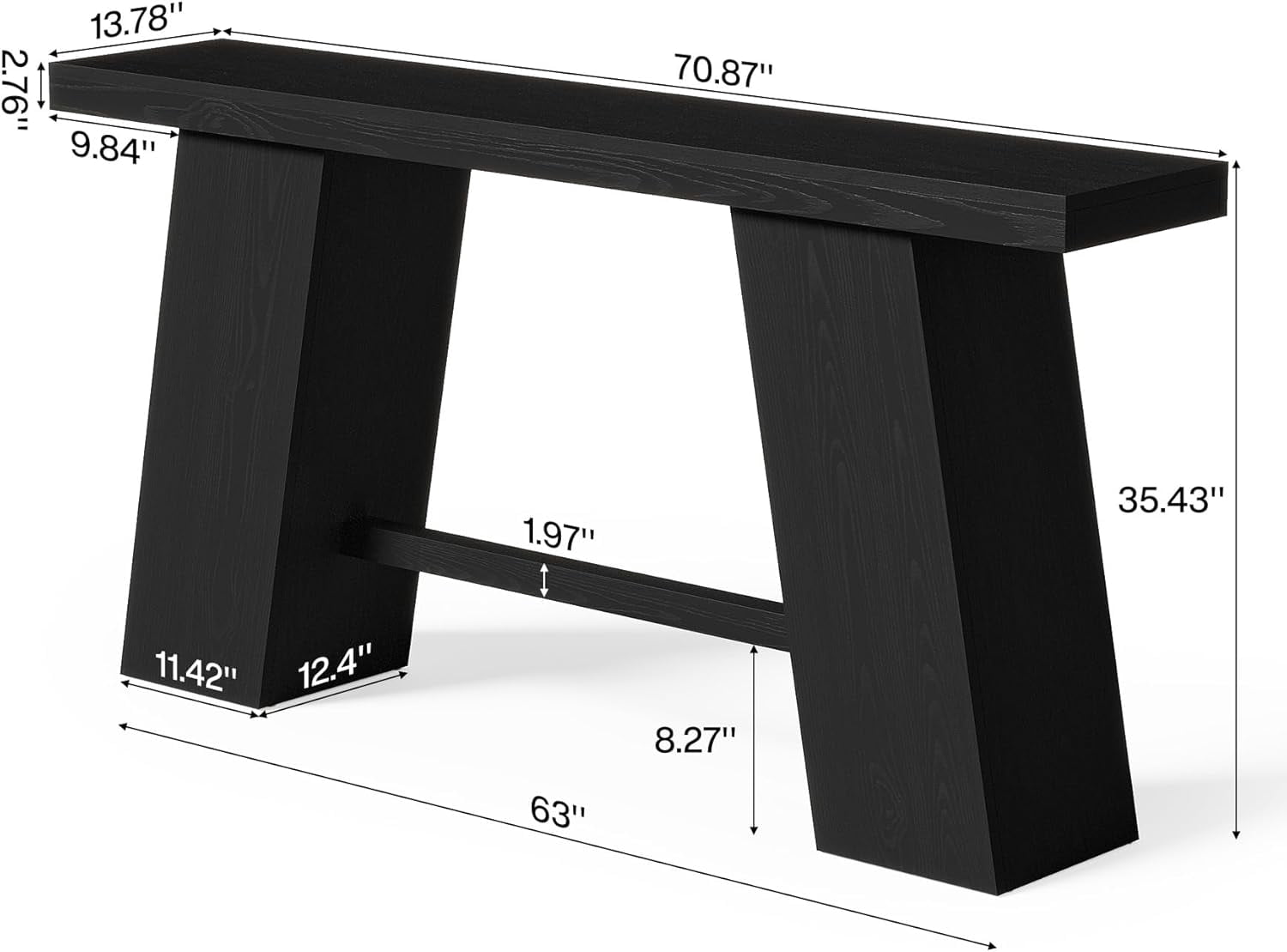 Finmind 70.8-Inch Long Black Console Table for Entryway, Narrow Modern Sofa Table for Entry, Hallway, Behind Couch, Living Room, Foyer, Entrance, Front Door