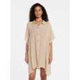 thumbnail image 2 of Time and Tru Women's Button Down Coverup, Sizes XXL/XXXL, Lightt Tan, 2 of 6