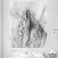 thumbnail image 1 of Pale Grey Tapestry, Sketchy Hand Drawn Image of Safari Animal Wild Lion Art Print, Fabric Wall Hanging Decor for Bedroom Living Room Dorm, 5 Sizes, Charcoal Grey White, by Ambesonne, 1 of 1