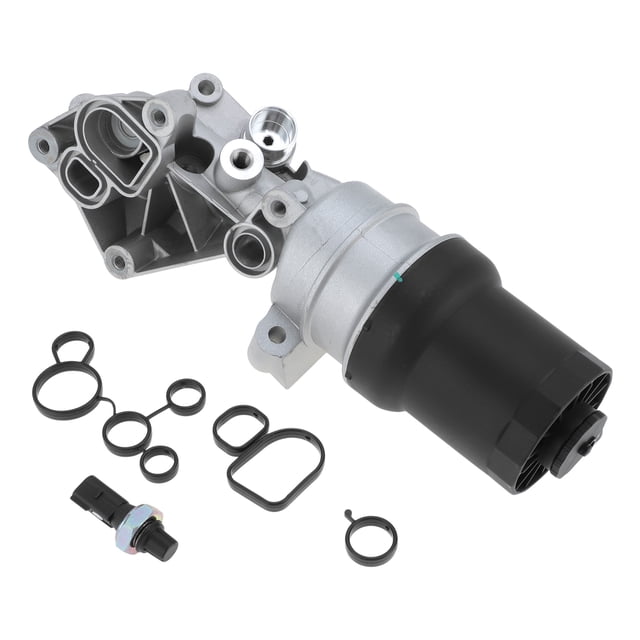 Conjunto de Carcasa del Filtro de Aceite de Motor Unique Bargains para VW Jetta Golf 2.5L, Enfriador de Aceite de Transmisión de Aleación de Aluminio Mejorado con Sensor y Junta No.07K115397B