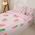 thumbnail image 3 of Erosebridal 3D Cartoon Fruit Zipper Queen Comforter Set with Fitted Sheet and 2 Pillowcases,Pink Sweet Strawberry Zipper Bedding Set For Girls,Pink Reversible,4 Pieces, 3 of 7