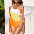 thumbnail image 2 of Womens Swimsuits Pimelu Bathing Suit for Women One Piece Swimsuit Womens One Piece Bathing Suit Fashion Color Block One Shoulder Athletic Swimwear Girls Ladies High Waist Tankini Beachwear, 2 of 4