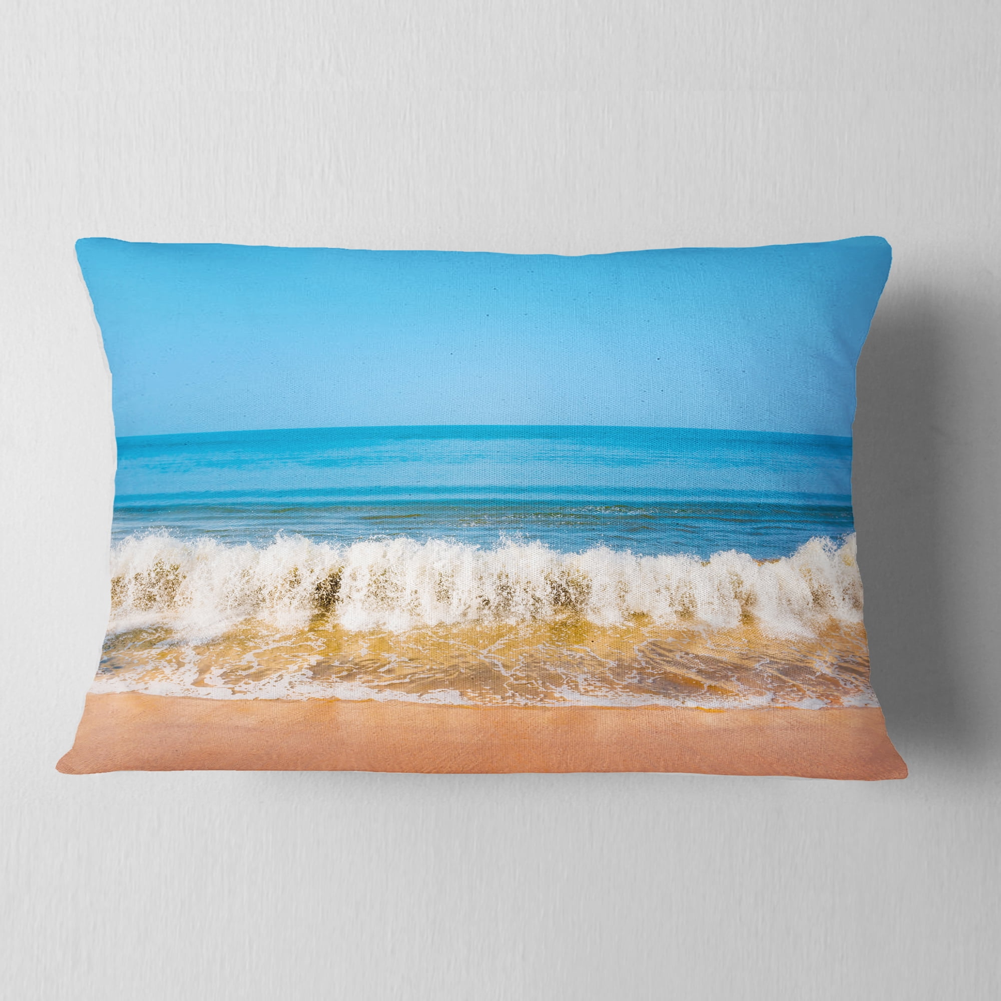 Designart 12" x 20" Blue Polyester Throw Pillow