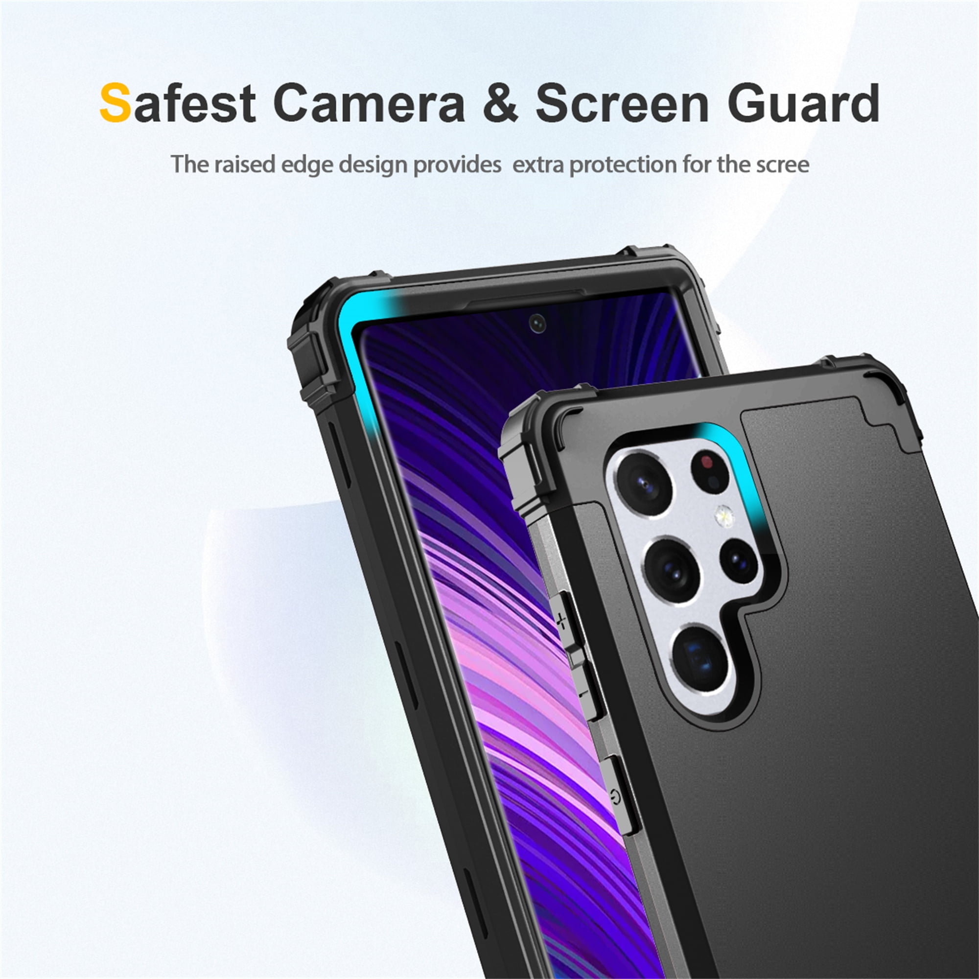 ELEHOLD Rugged Case for Samsung Galaxy S24 Ultra Hard PC Soft Silicone  Hybrid Shockproof Scratch-Resistant Anti-Fingerprint Slim Thin Case For Samsung  Galaxy S24 Ultra,Black 