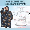 thumbnail image 4 of Oversized Wearable Blanket Hoodie,Blue Highland Cow Flower Pattern Sherpa Blanket Hoodie with Super Pockets,Super Warm Fuzzy Pullover for Women & Men, 4 of 6