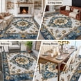 thumbnail image 6 of Vintage Flowers Pattern Washable Area Rug 5 x 7 ft Yellow Blue Traditional Bohemian , Soft Non Slip Rugs Stain Repellent Indoor Felt Carpet for Living Dining Room Bedroom Home Office, 6 of 9