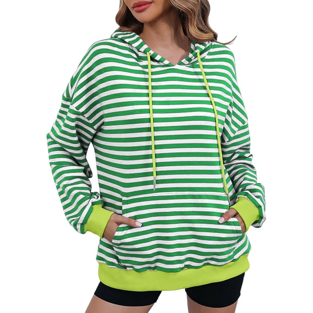 Chandails à Capuchon pour Femmes, Chandail à Capuchon pour Femmes, Mode Décontractée Imprimé Col Rond Manches Longues Texturées Sweat à Capuche