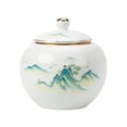thumbnail image 2 of Porcelain Tea Canister for Loose Tea Storage Container Decorative Ceramic Flower Mountains, 2 of 9