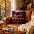 thumbnail image 6 of Sahpxhe Halloween Castle Pillow Covers,18x18in Spooky Bat Pattern Decorative Sofa Cushion Pillow Cases with Hidden Zipper for Halloween Decoration,Living Room Sofa Purple, 6 of 6