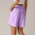thumbnail image 3 of Nmnitkp Shorts for Women Comfy Drawstring Casual Elastic Waist Pure Color Shorts Summer Beach Lightweight Short Pants with Pockets Purple,L, 3 of 6
