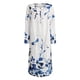 thumbnail image 4 of Moda mujer verano estampado casual cuello pico botón manga larga vacaciones bolsillos vestido Fridja  yut6003, 4 of 5