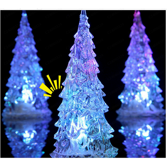 Exhoden Table Top Christmas Tree With Multicolor Lights,2/3/5 Piece Mini Colorful Led Acrylic Christmas Tree Night Light Home Xmas Party Decoration,Christmas Tree Light Decorations Indoor Outdooor