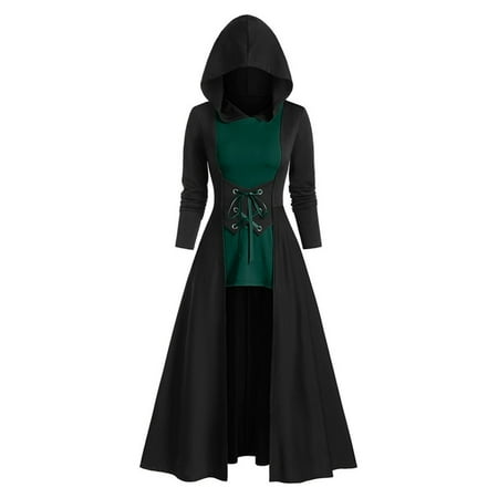 

Fanxing Clearance Deals Cloak dress for women with Hood Halloween Gothic Dress with Corset High Low Vintage Punk Sexy Long Dress