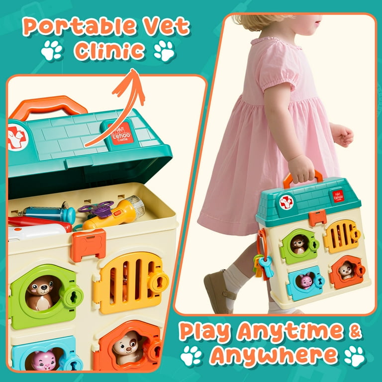 Pet Vet Toy Doctor Kit for Toddler, Pretend Play Set Vet Clinic