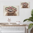 thumbnail image 3 of WFSposter Funny Sloth Wall Art Rustic Country Animal Canvas Print Sloth Wearing a Wreath Wall Decoration Vintage Animals Poster Collection Artwork for Bathroom Kitchen Kid's Room Nursery Decor 12x12, 3 of 7