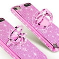 thumbnail image 4 of iPhone 7 Plus Case, iPhone 8 Plus Case w/[Temper Glass] Glitter Cute Phone Case Kickstand, Bling Diamond Rhinestone Bumper Ring Stand Protective iPhone 7 Plus/ 8 Plus Case Clear Girl Women - Hot Pink, 4 of 6
