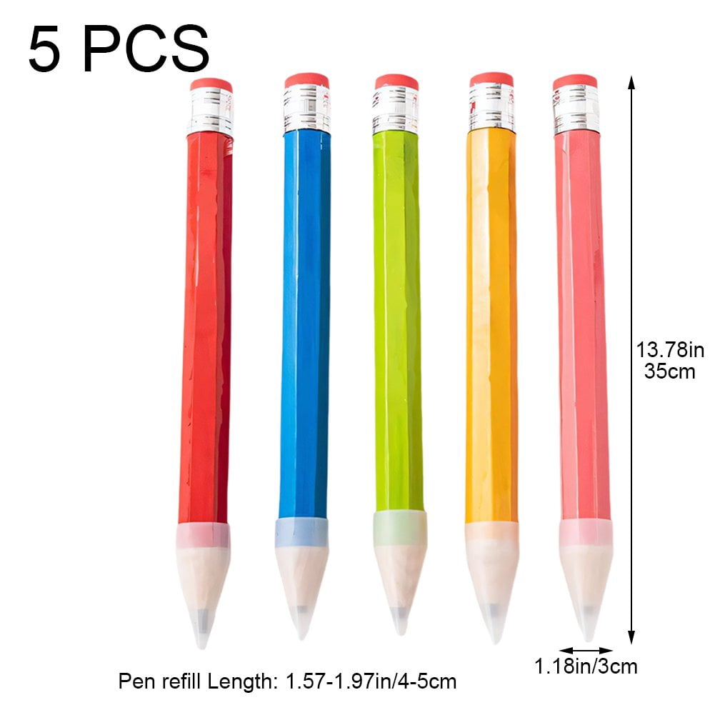 Hzzsbu 5 Pcs Wooden Jumbo Pencils, Novelty Big Pencil with Eraser Huge Giant Pencil Large Pencil for s Home Preers