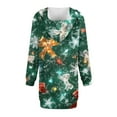 thumbnail image 6 of Women's Long Sleeve Hooded Sweatshirt Dress with Snowflake Christmas Tree Print, Ugly Christmas Sweater Women Style, Cozy Fall and Winter Dress with Pockets for Holiday,Dark Green,L, 6 of 7
