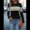 thumbnail image 4 of Suéteres de Punto A Rayas de Larga con Cuello Redondo, Ajustados y A para Mujer. Negro M, 4 of 8