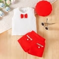 thumbnail image 2 of Gibobby Girls Outfit Sets Kids Toddler Baby Spring Summer Print Sleeveless Tops Shorts Outfits Clothes Girls Playtime Sets Size(12-18 Months,Red), 2 of 7