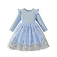 thumbnail image 2 of Girls Floral Embroidered Tulle Dress Long Sleeve Princess Party Dress Blue for Kids Kids,Size 4-5 T, 2 of 6