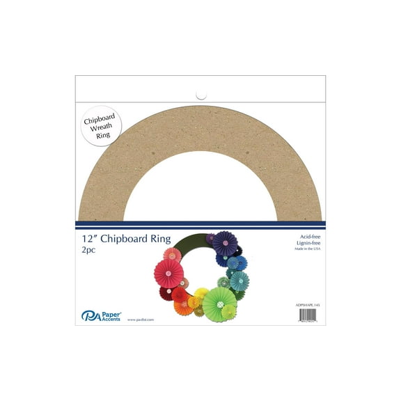 Paper Accents Chipboard Wreath Rings - 12", Pkg of 2