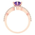 thumbnail image 4 of Clara Pucci 14K Rose Gold 1.57 Natural Amethyst Engraveable Engagement Ring + Wedding Band Set, 4 of 7