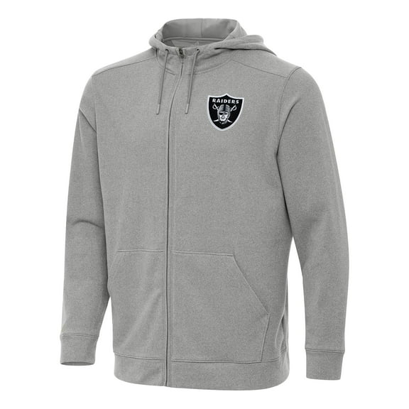 Men's Antigua Heather Gray Las Vegas Raiders Effortless Full-Zip Hoodie
