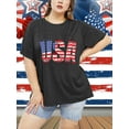 thumbnail image 2 of XCHQRTI American Stars Stripes Women Plus Size Tshirt 4th of July Patriotic Tee Short Sleeve 2x-5x, 2 of 7