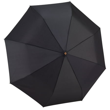 Galleria Men Black-3-Section Auto-Open/Close Extra Large Portable Rain Folding Unisex Umbrella, 48-inch canopy, compacts to 12