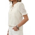 thumbnail image 3 of Women’s Pretty Garden VNECK POPLIN SLEEVE TOP - BUTTON UP TOP, 3 of 6