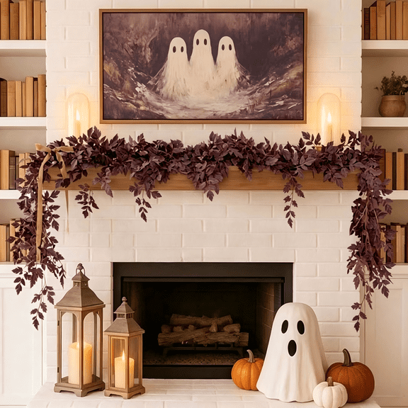 Fall Decorations for Home Artificial Cimicifuga Branch 6FT,Fake Autumn Leaves Garland for Autumn Halloween Thanksgiving Harvest Home Fireplace Indoor Outdoor Decoration