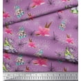 thumbnail image 3 of Soimoi Modal Satin Fabric Leaves & Lily Floral Printed Fabric 1 Yard 42 Inch Wide, 3 of 3