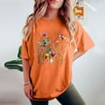 thumbnail image 4 of LEBONYARD Womens Summer Tops Shirts,Tops for Women Trendy Sexy 50% off clear,Women's Fashion Summer Round Neck Drop Sleeves Leisure Short Sleeve Flower Printing Tops Orange M, 4 of 7