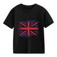 thumbnail image 4 of AUNVITO Kids British Flag Print Casual Loose Fit Round Neck Short Sleeve T-Shirt Comfortable Top, 4 of 4