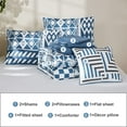 thumbnail image 2 of King Size Comforter Set 8 Piece, Reversible Boho Comforter Sets, Spliced Aztec Pattern, Down Alternative Bed in A Bag with Comforter, Sheets, Pillowcase & Shams (Blue, 102x90 Inches), 2 of 4