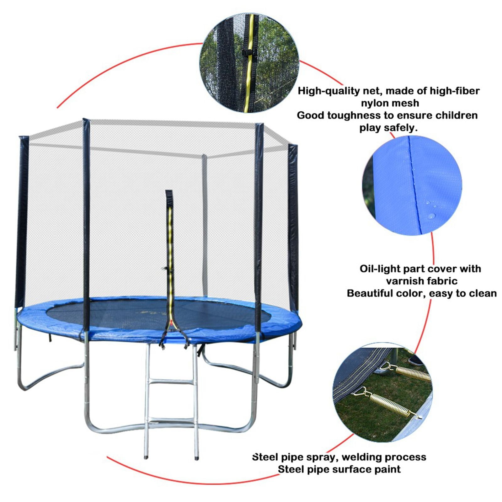 Details about   12FT-8FT Kids Trampoline With Enclosure Net Jumping Mat And Spring Cover Padding 