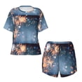 thumbnail image 4 of Lsque Gold And Blue Fireworks Women's Short-Sleeved Pajama Set - 2 Piece Soft and Lightweight Sleepwear Set-XX-Large, 4 of 9