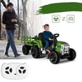 thumbnail image 3 of Costway Tractor para niños de 12 V con remolque, cargador de tierra con control remoto y luces, color verde oscuro, 3 of 3